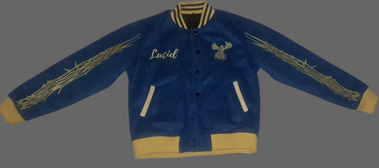 lucid varsity jacket blue and gold