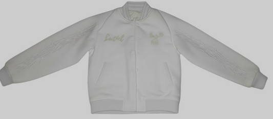 lucid varsity jacket frost white full